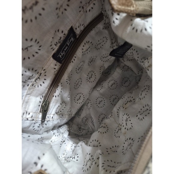 Myra Bag Buttercup Upcycled Canvas & Cowhide Shoulder Bag Western - Picture 4 of 6